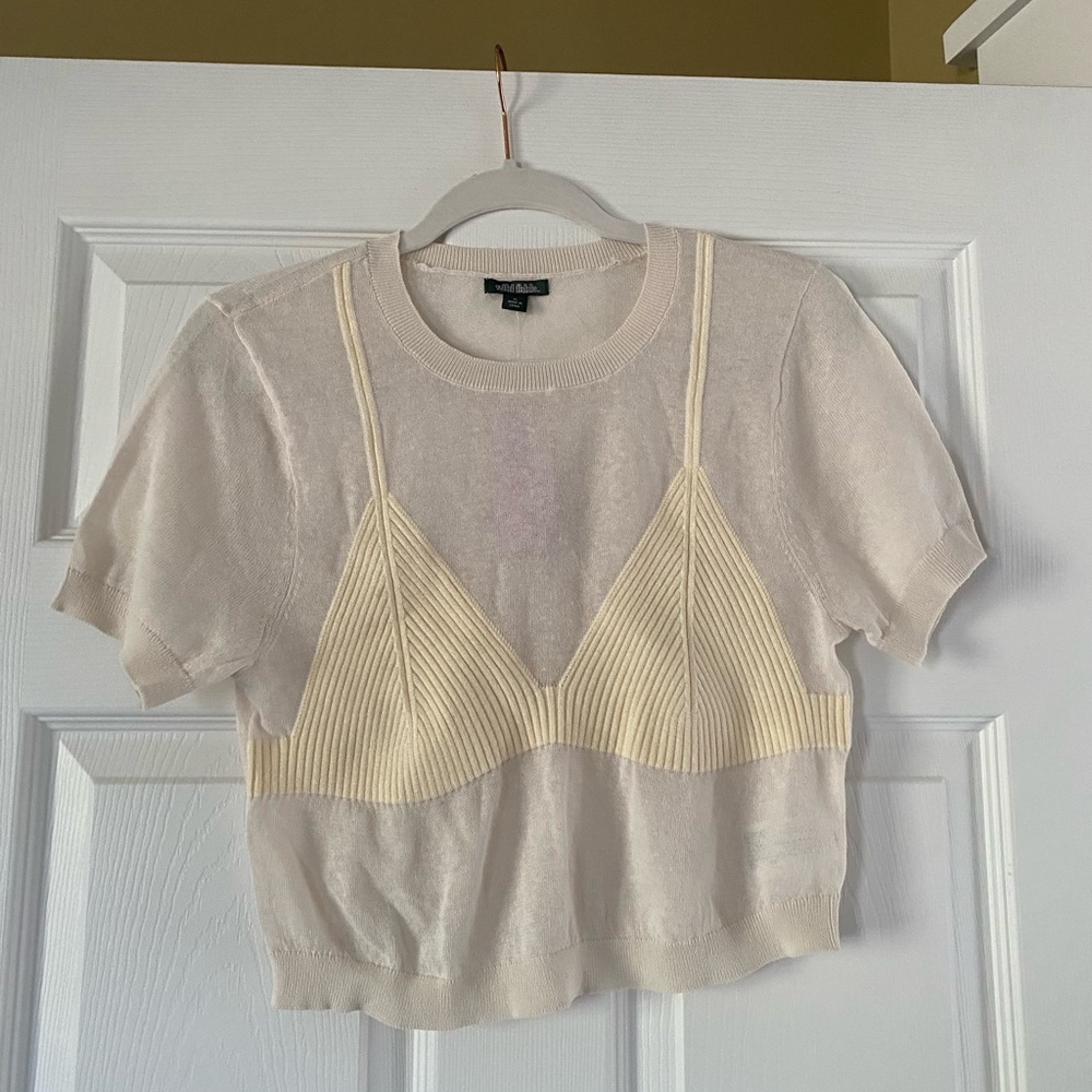 Wild Fable Cream Crop Top Ribbed Style